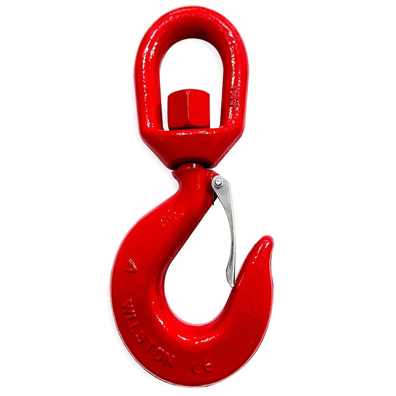 HANDRERLEE 5 Ton Swivel Hook, Heavy Duty Swivel Lifting Hook, Hoist Hook Rigging with Latch, G80 Swivel Eye Hook, 11000 Lbs Load Capacity(1PCS, Red) - Image 1